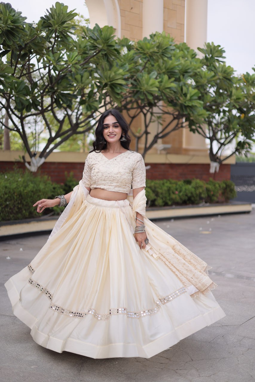Glory Satin Embroidered Zari Sequins Work Lehenga Choli
