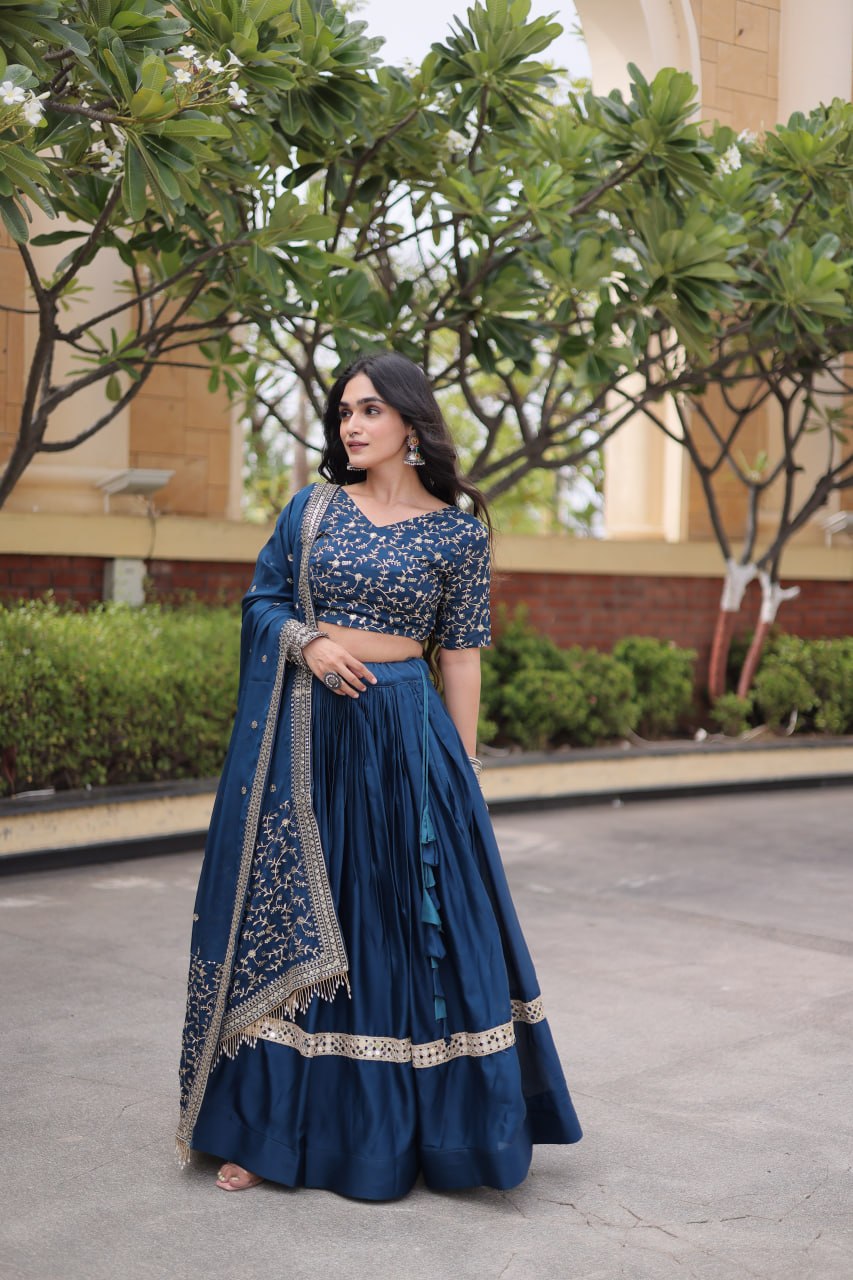 Glory Satin Embroidered Zari Sequins Work Lehenga Choli