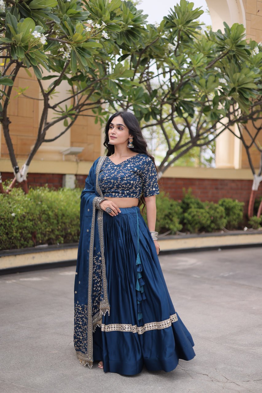 Glory Satin Embroidered Zari Sequins Work Lehenga Choli
