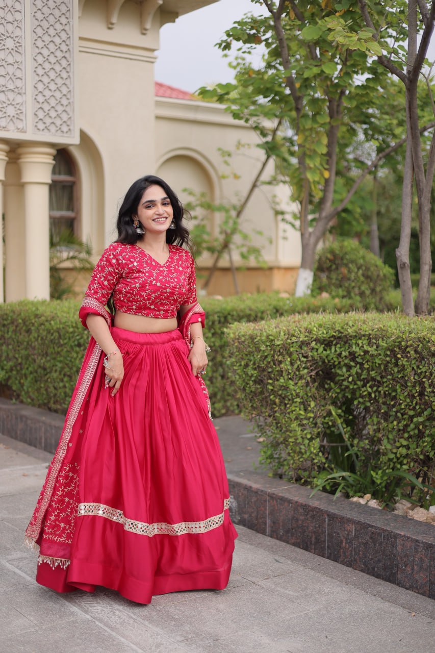 Glory Satin Embroidered Zari Sequins Work Lehenga Choli