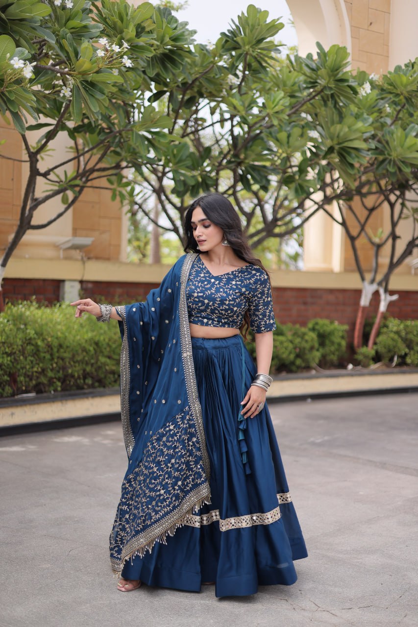 Glory Satin Embroidered Zari Sequins Work Lehenga Choli