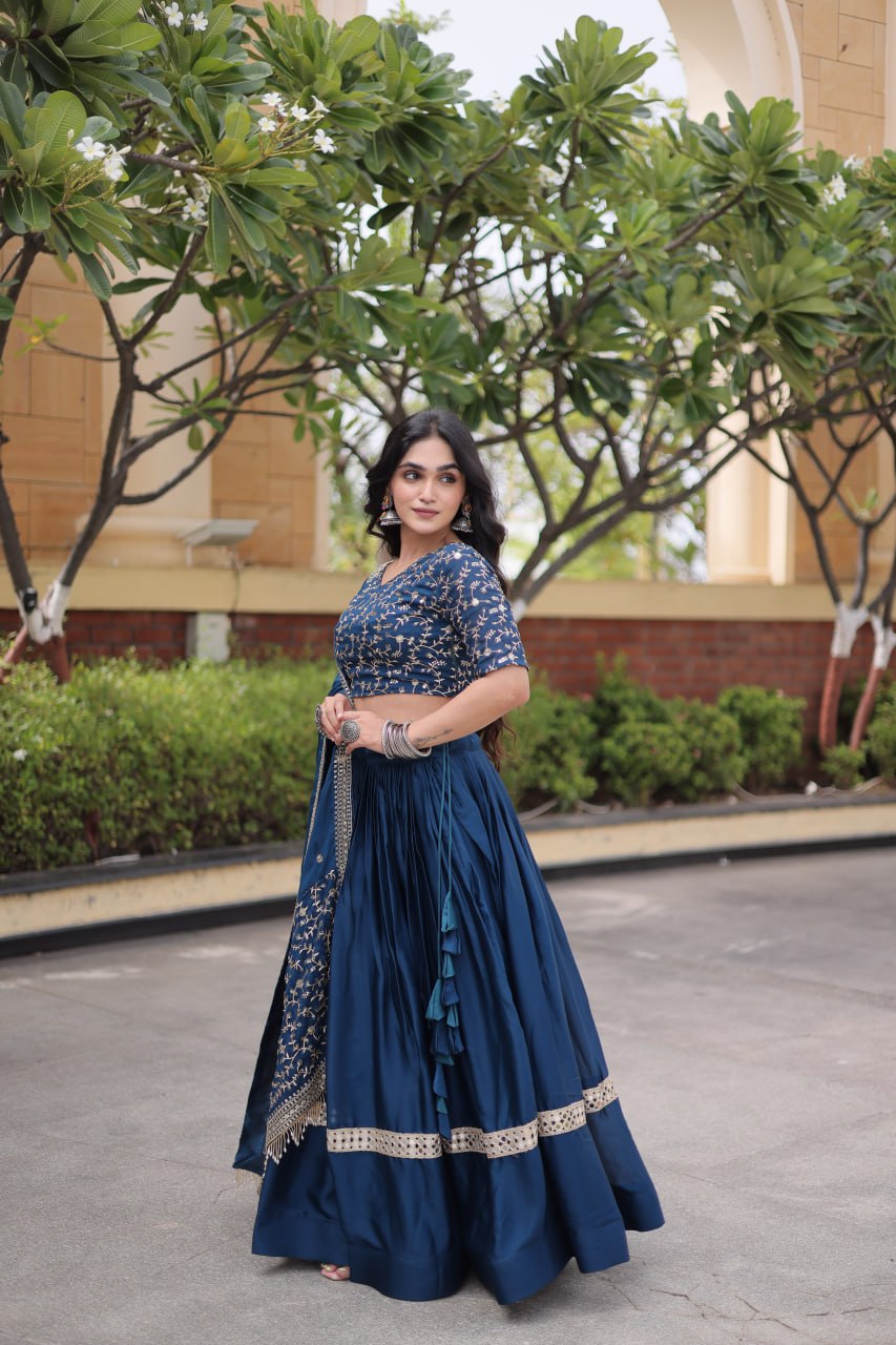 Glory Satin Embroidered Zari Sequins Work Lehenga Choli