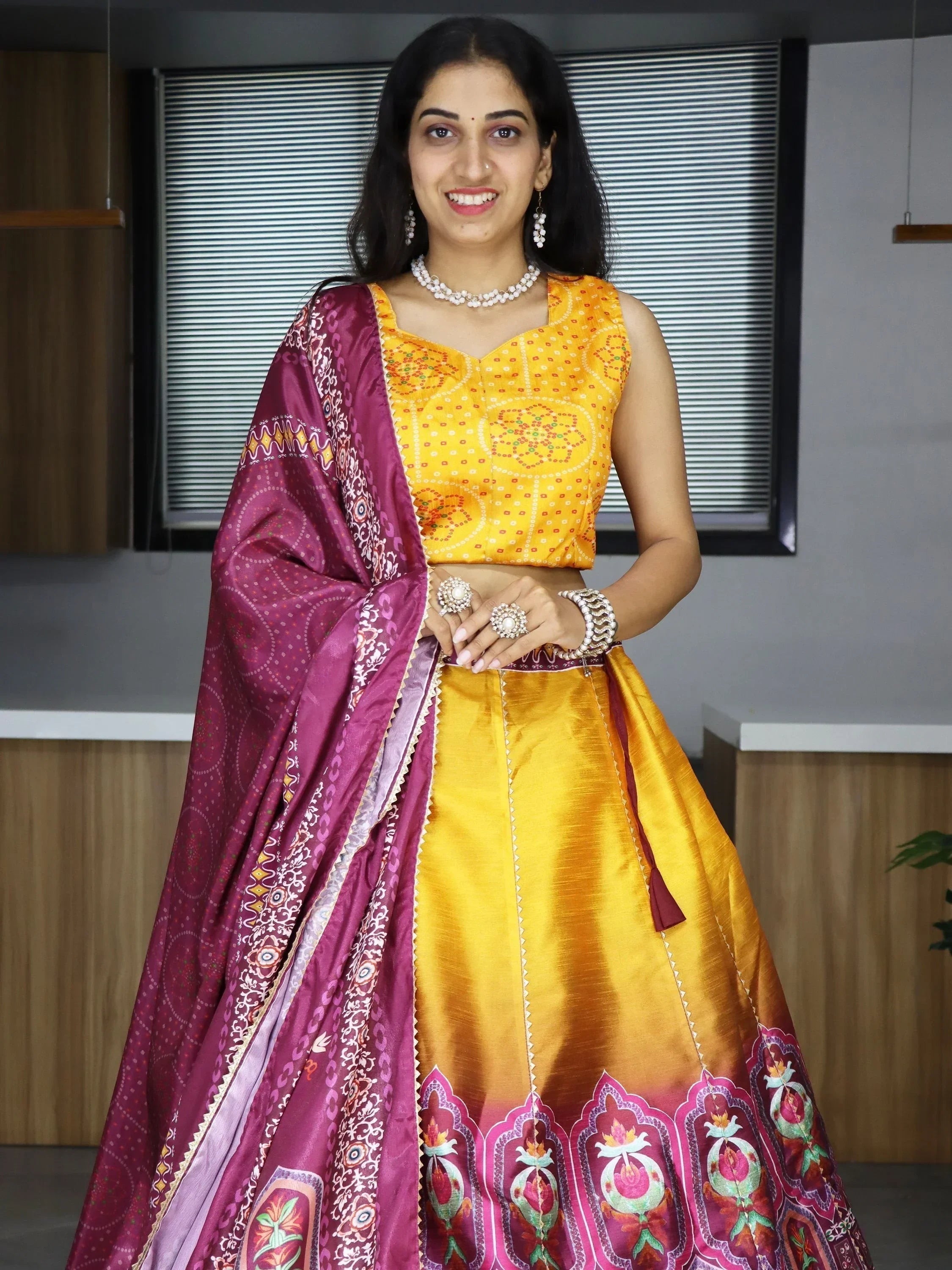 Yellow Sweet Printed Art Silk Event Wear Lehenga Choli With Dupatta