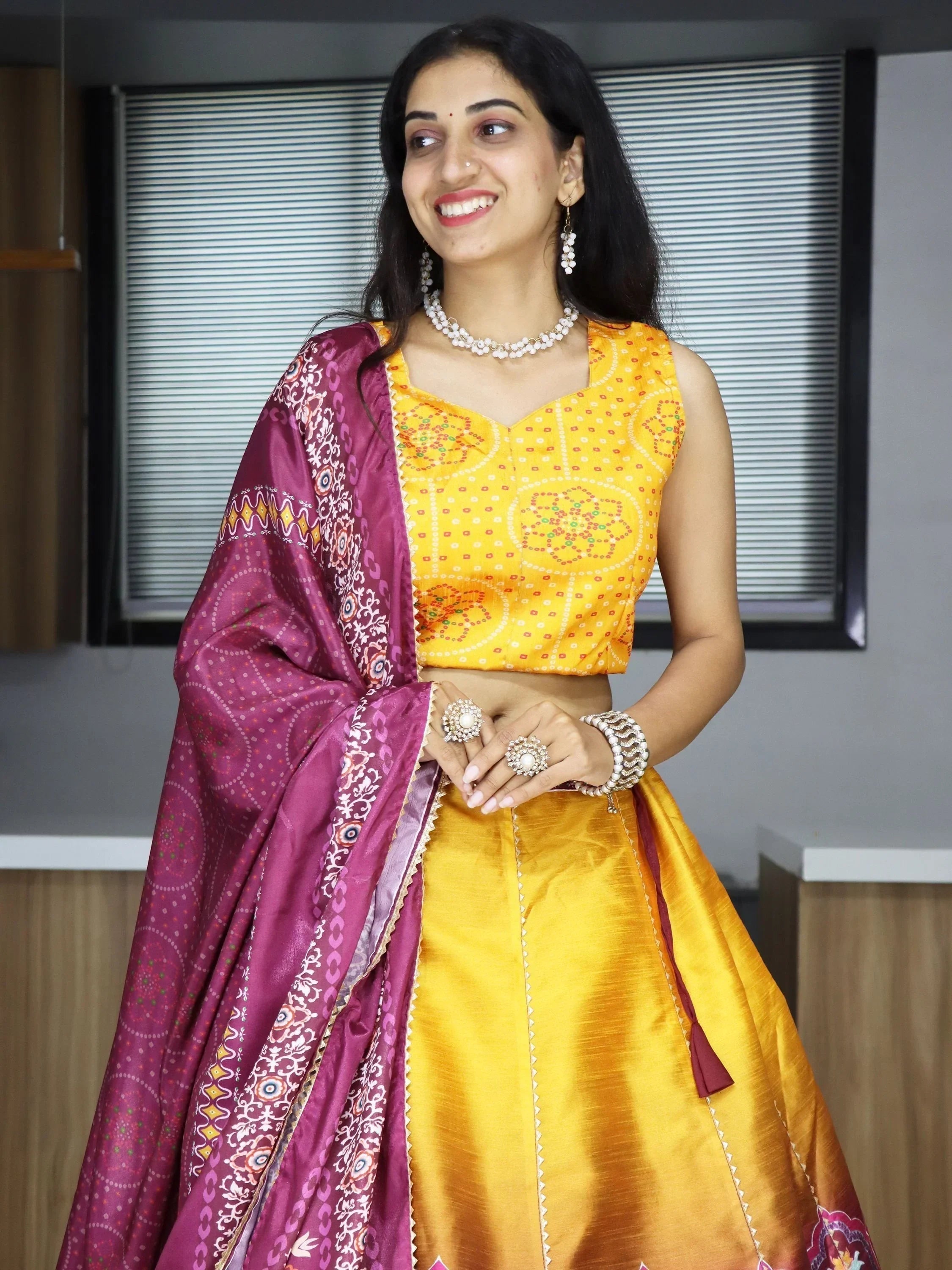 Yellow Sweet Printed Art Silk Event Wear Lehenga Choli With Dupatta