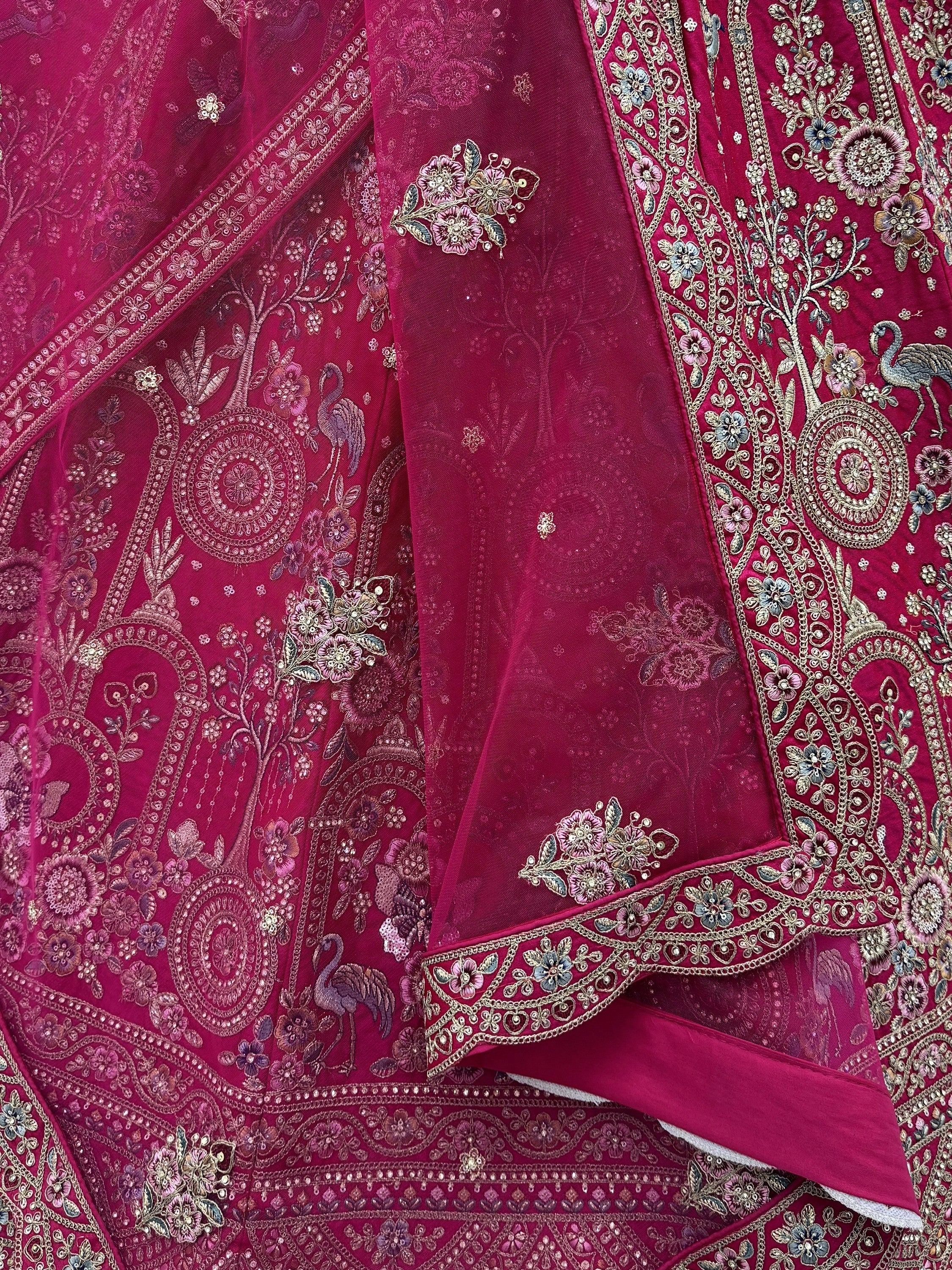 Pink Awesome Embroidered Silk Bridal Lehenga Choli With Double Dupatta