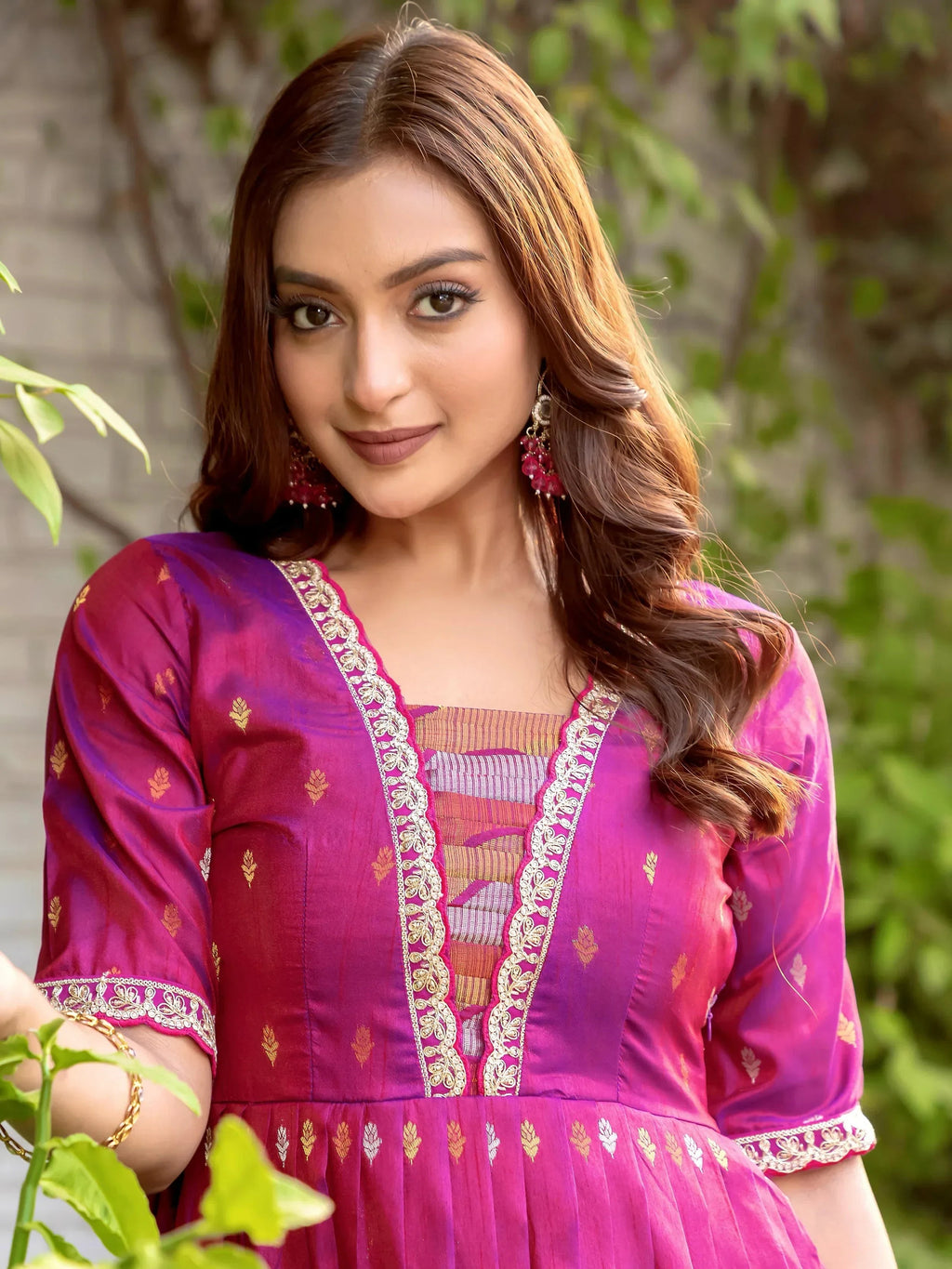Captivating Pink Silk Zari Weaving Traditional Gown