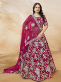 Captivating Rani Pink Embroidered Silk Engagement Wear Lehenga Choli