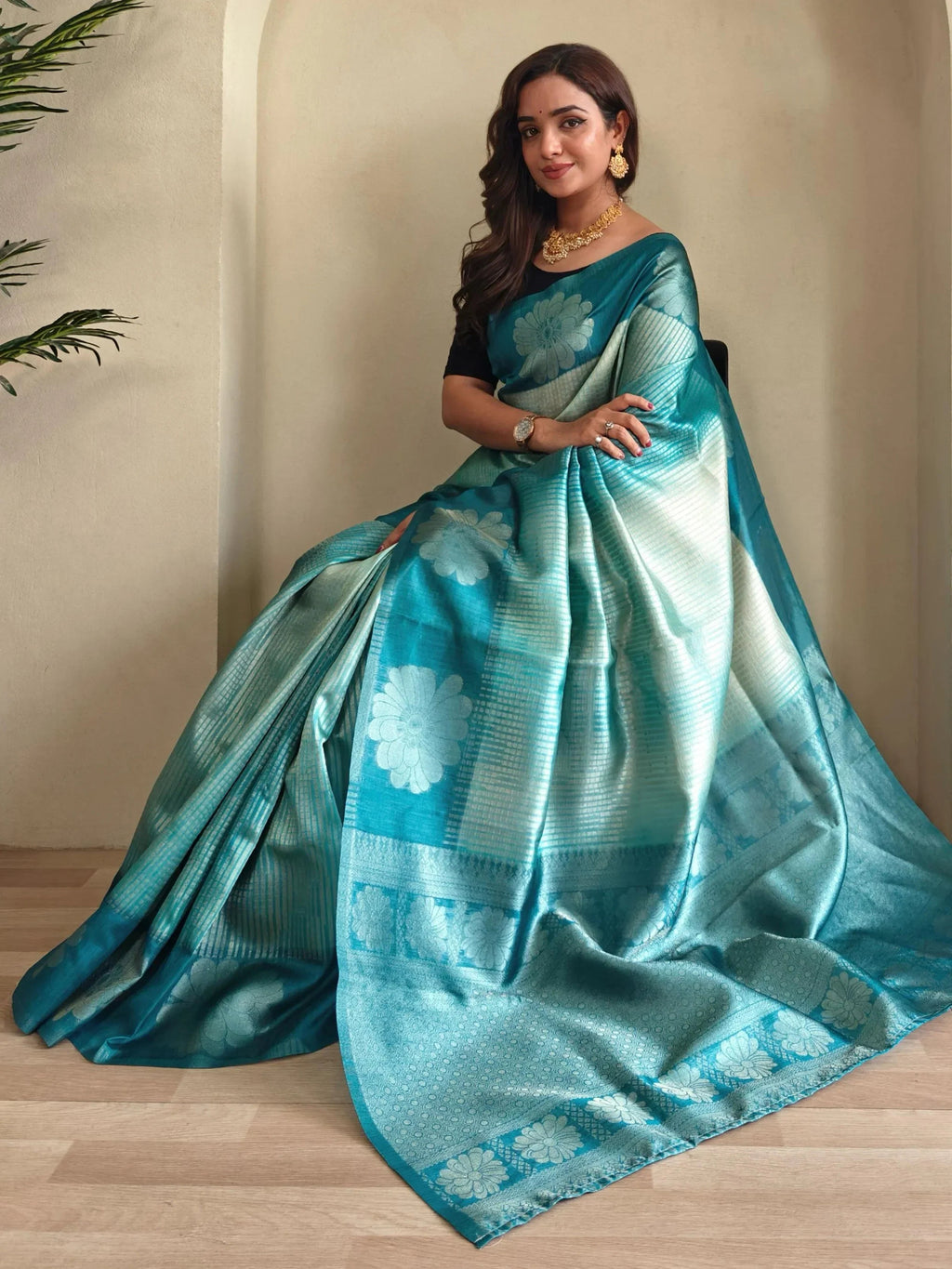 Captivating Sky Blue Traditional Silk Weaving Saree with Blouse