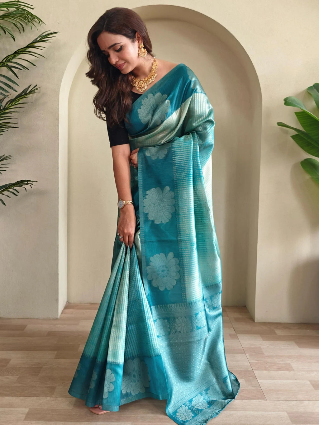 Captivating Sky Blue Traditional Silk Weaving Saree with Blouse