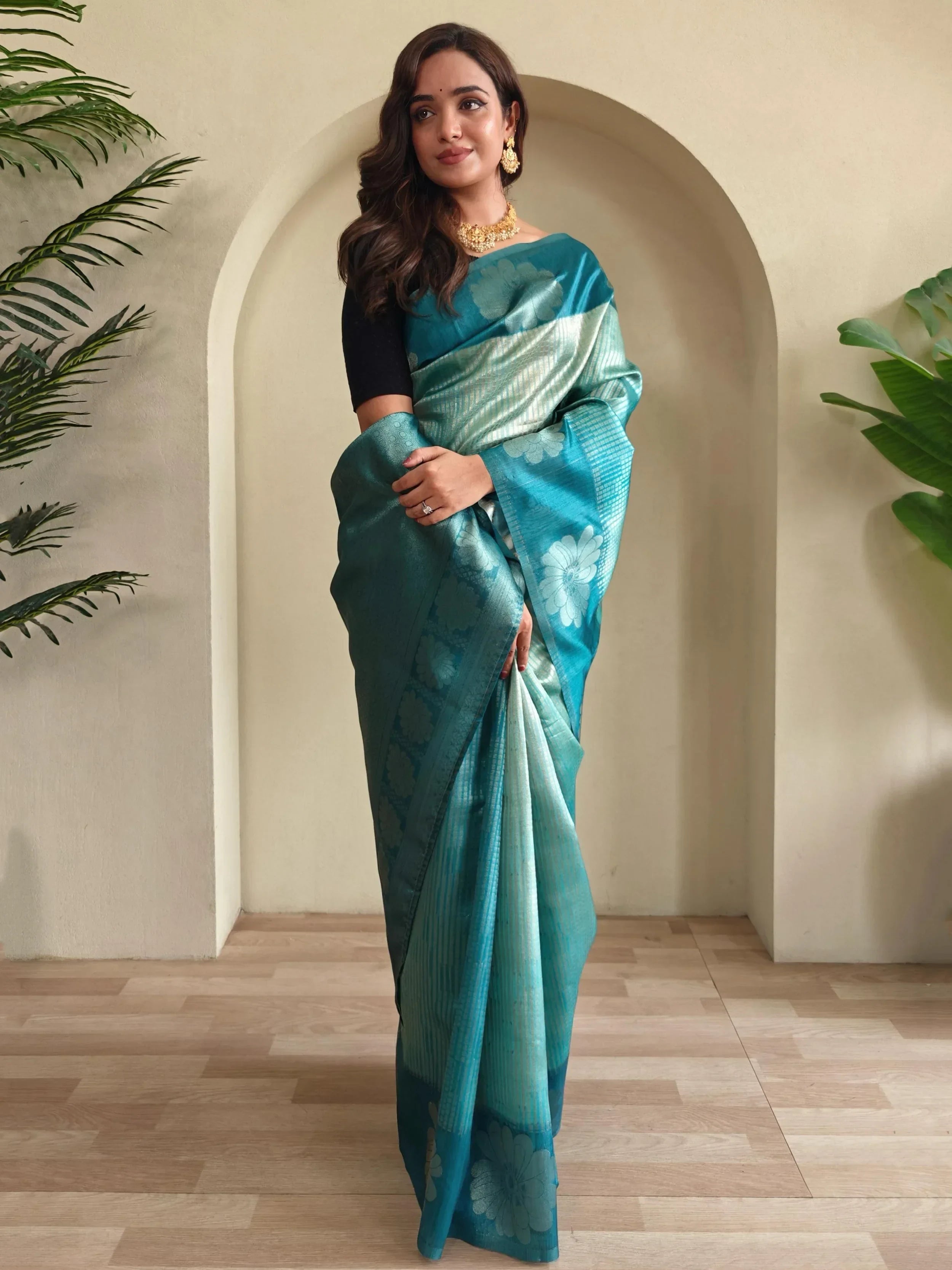 Captivating Sky Blue Traditional Silk Weaving Saree with Blouse