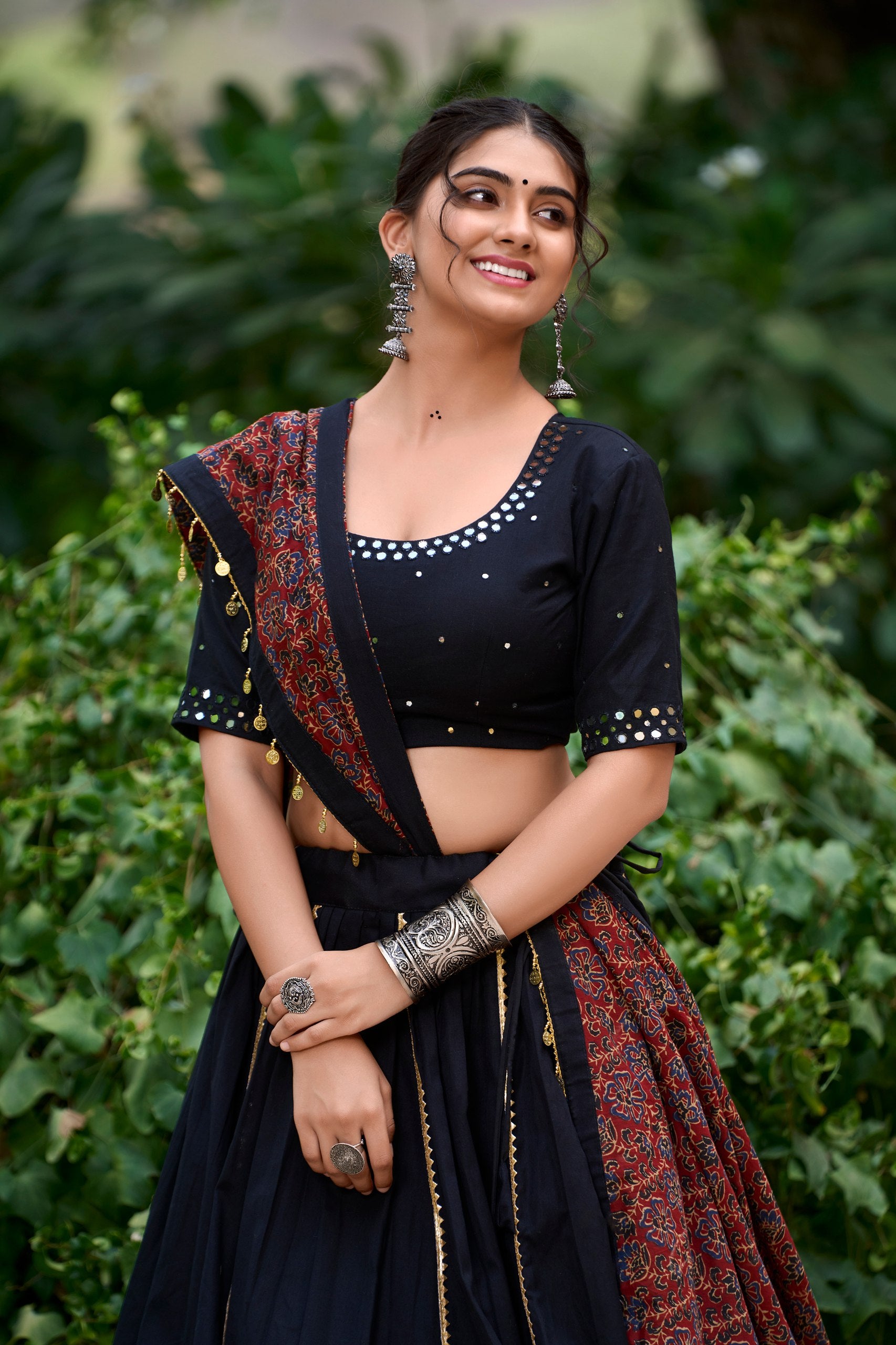Chaithra Pure Cotton Navratri Lehenga Choli with Mirror Work Blouse