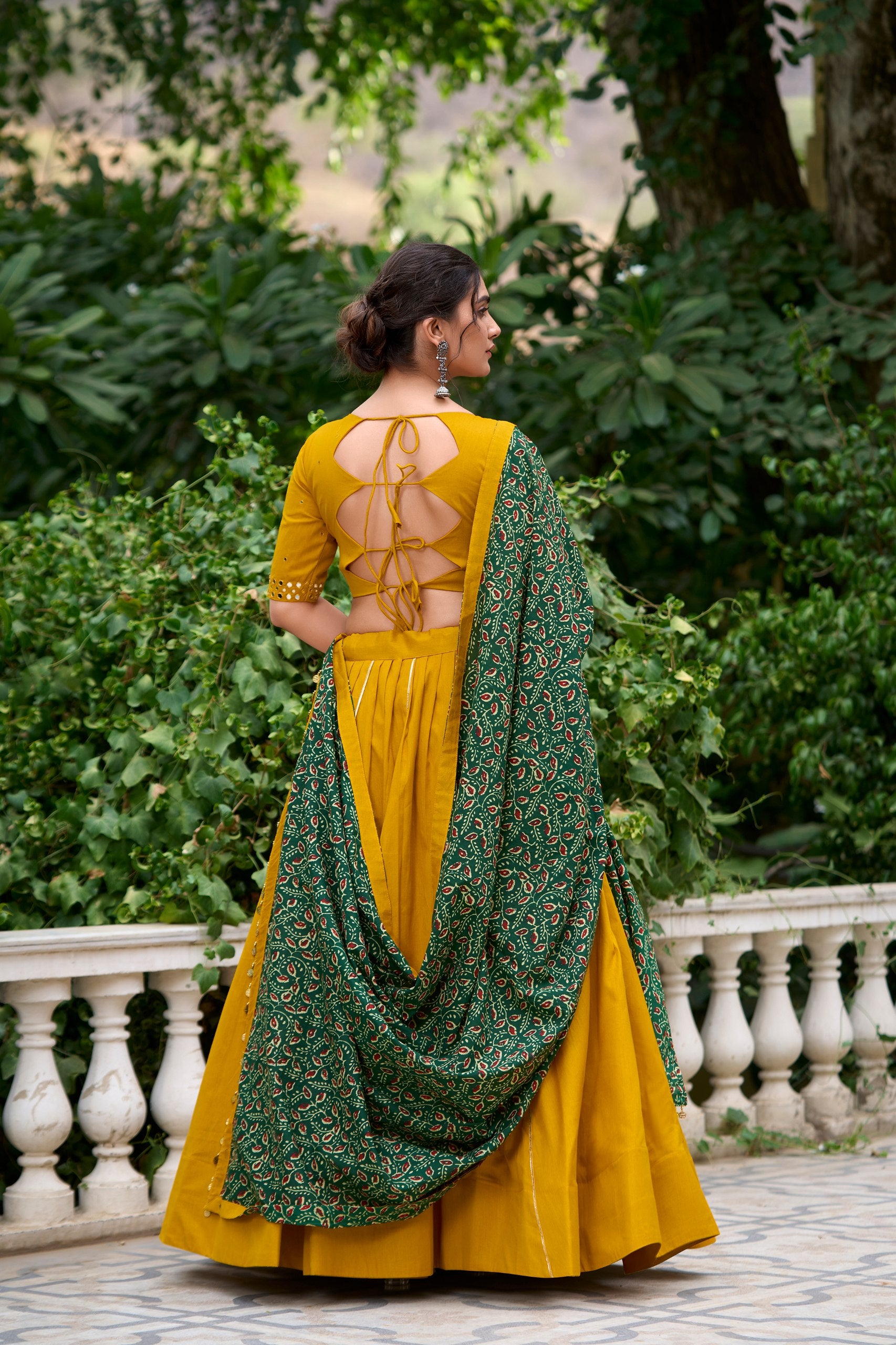 Chaithra Pure Cotton Navratri Lehenga Choli with Mirror Work Blouse