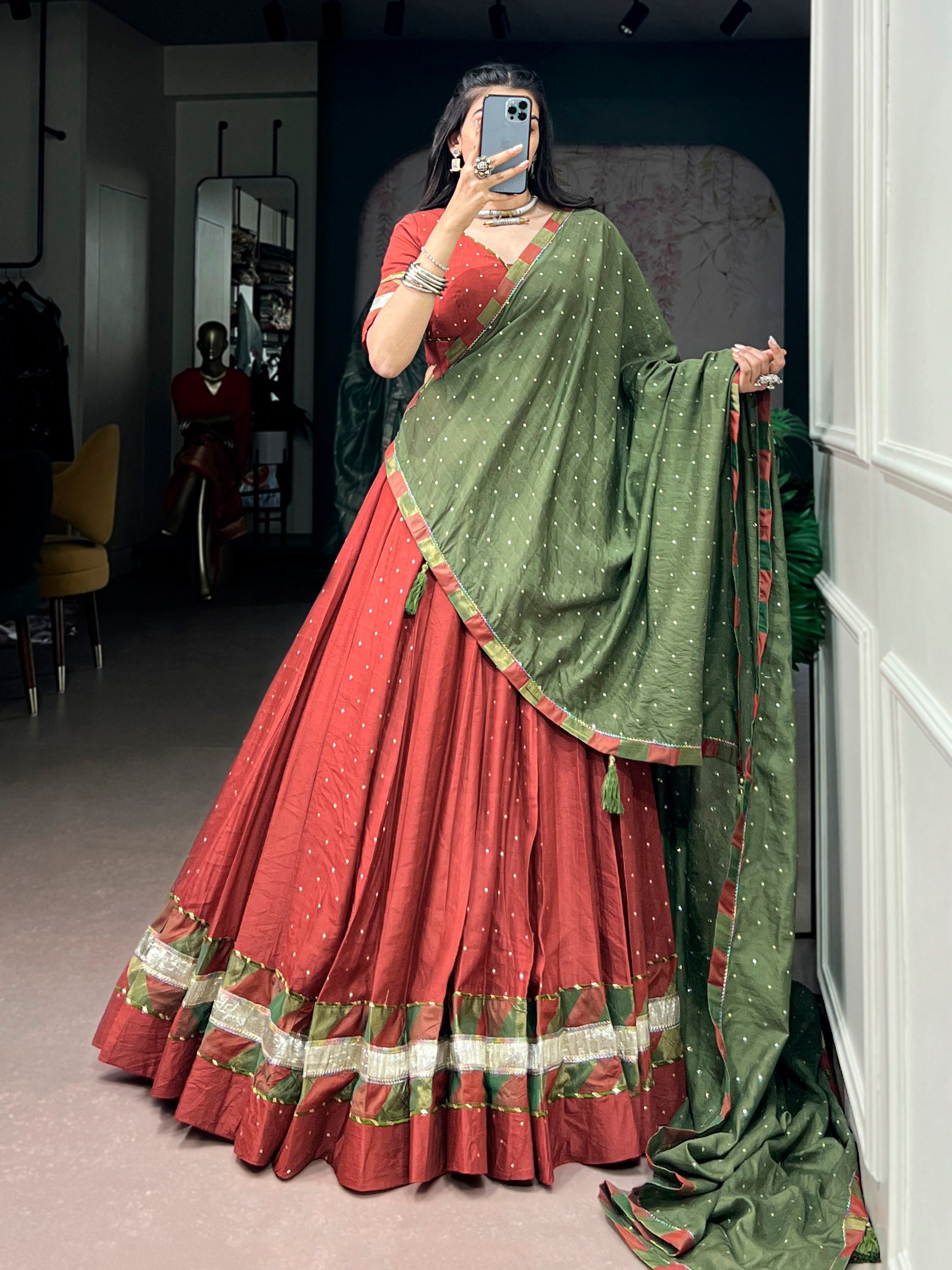 Chanderi Zari Weaving Butti Lehenga Choli