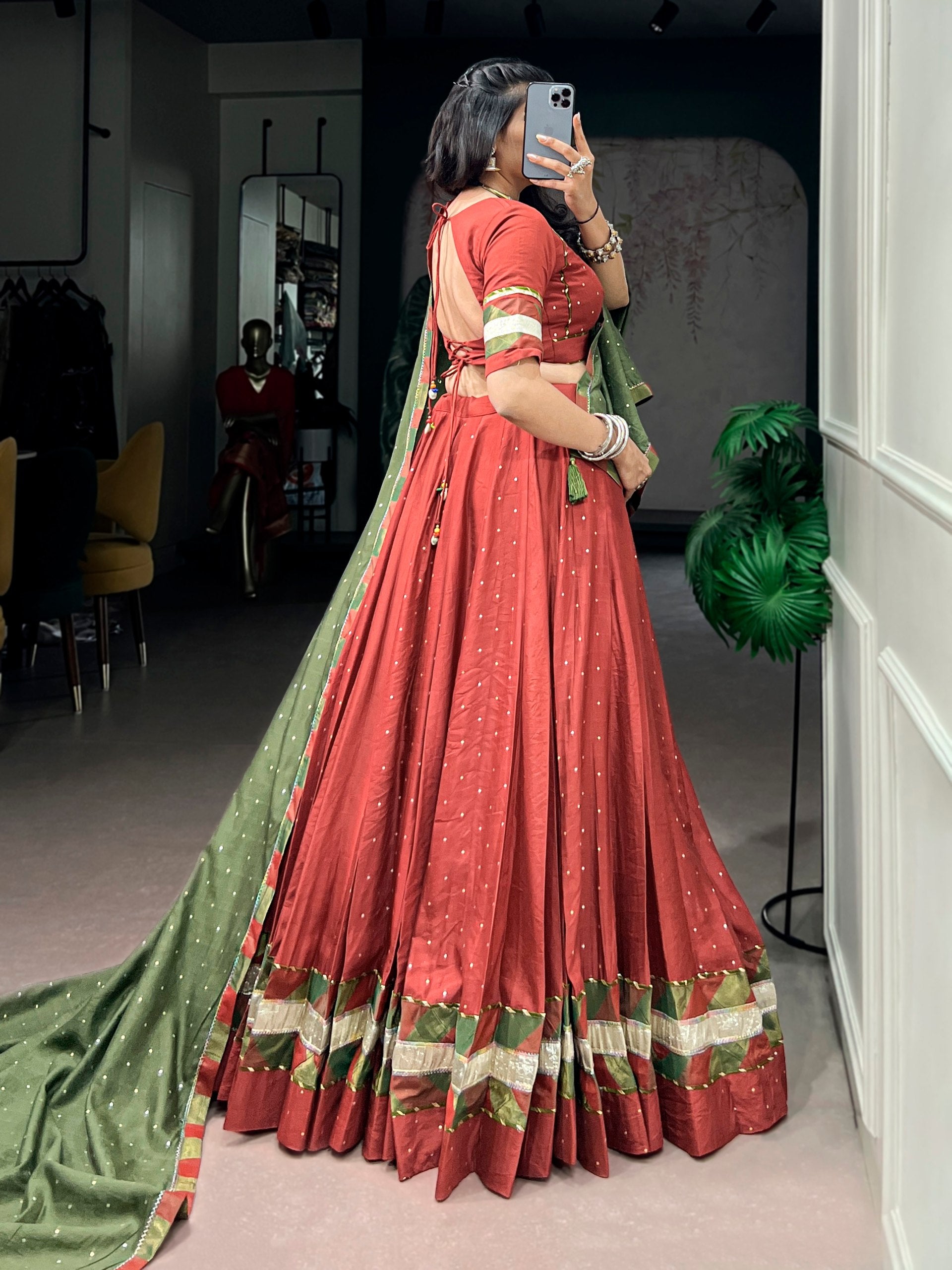 Chanderi Zari Weaving Butti Lehenga Choli