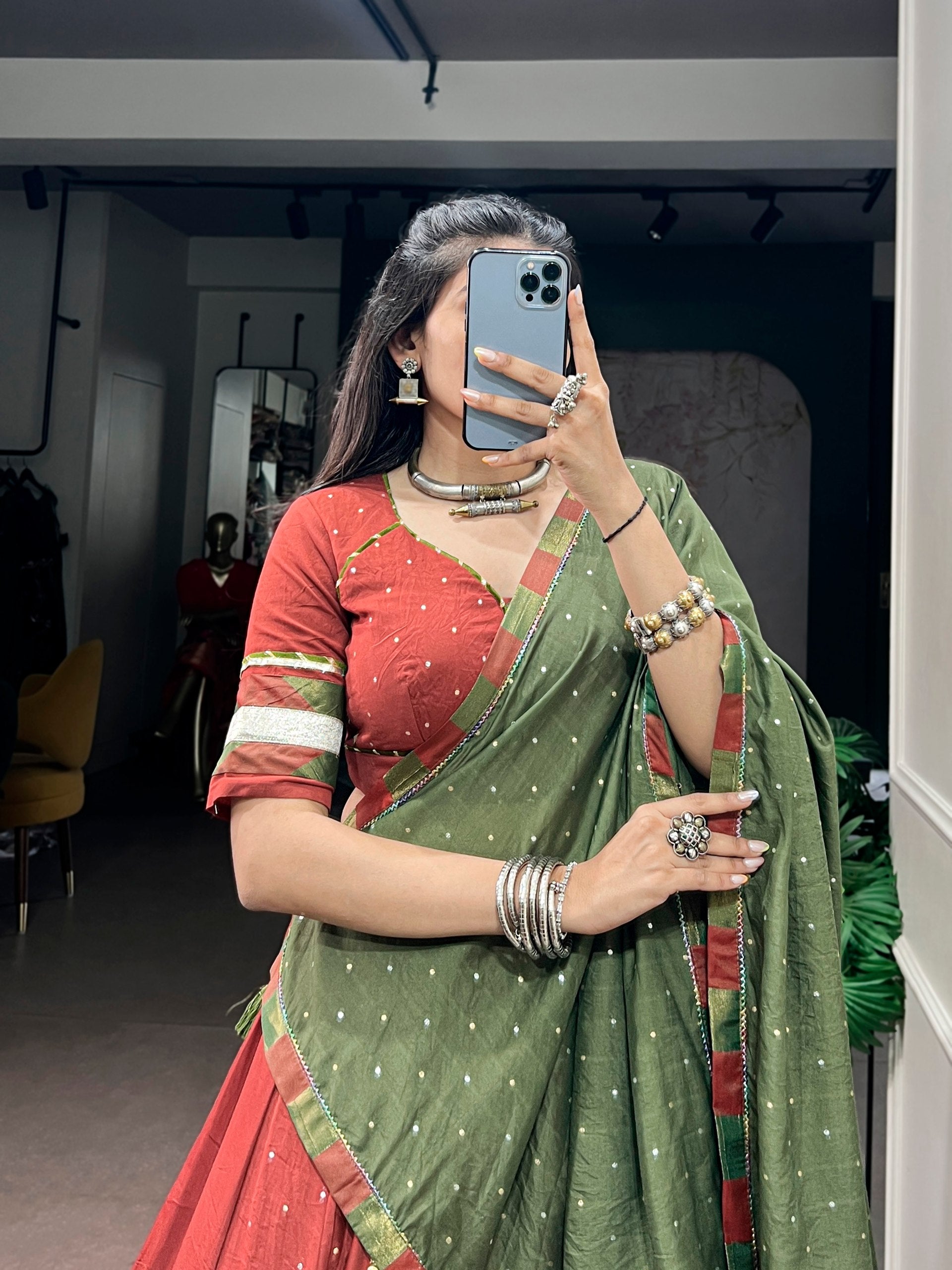 Chanderi Zari Weaving Butti Lehenga Choli