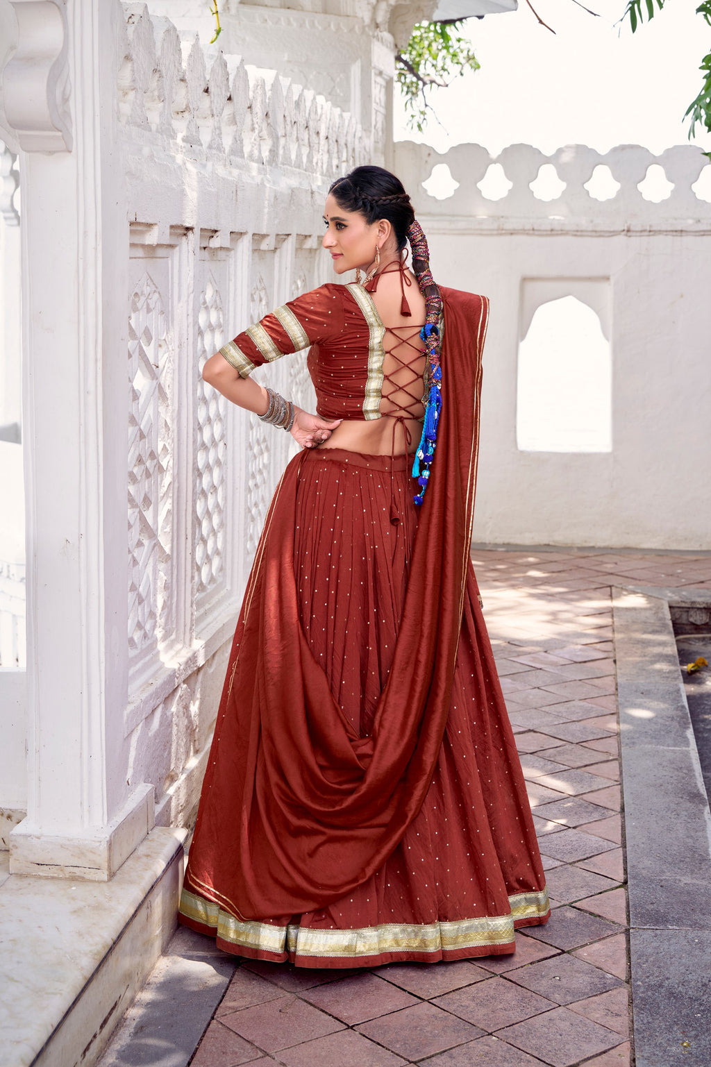 Chanderi Zari Weaving Lehenga Choli with Embossed Design