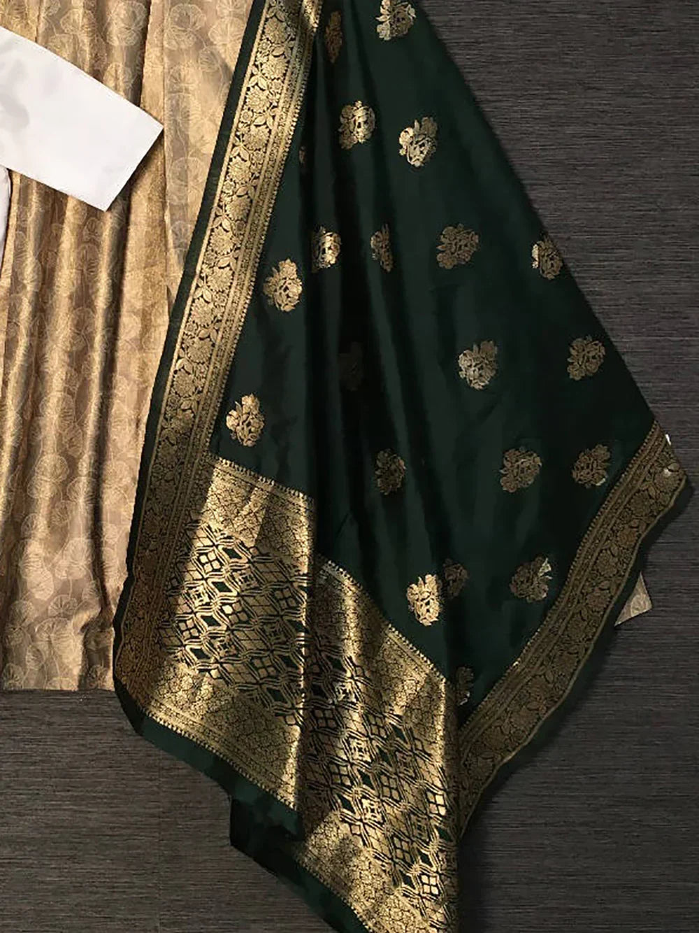 Charming Golden Printed Satin Festival Wear Lehenga Choli With Dupatta