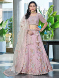 Charming Lavender Embroidered Silk Bridesmaid Lehenga Choli