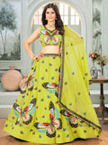 Charming Lime Green Georgette Embroidered Lehenga Choli