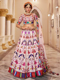 Charming Off-White Printed Art Silk Lehenga Choli With Dupatta