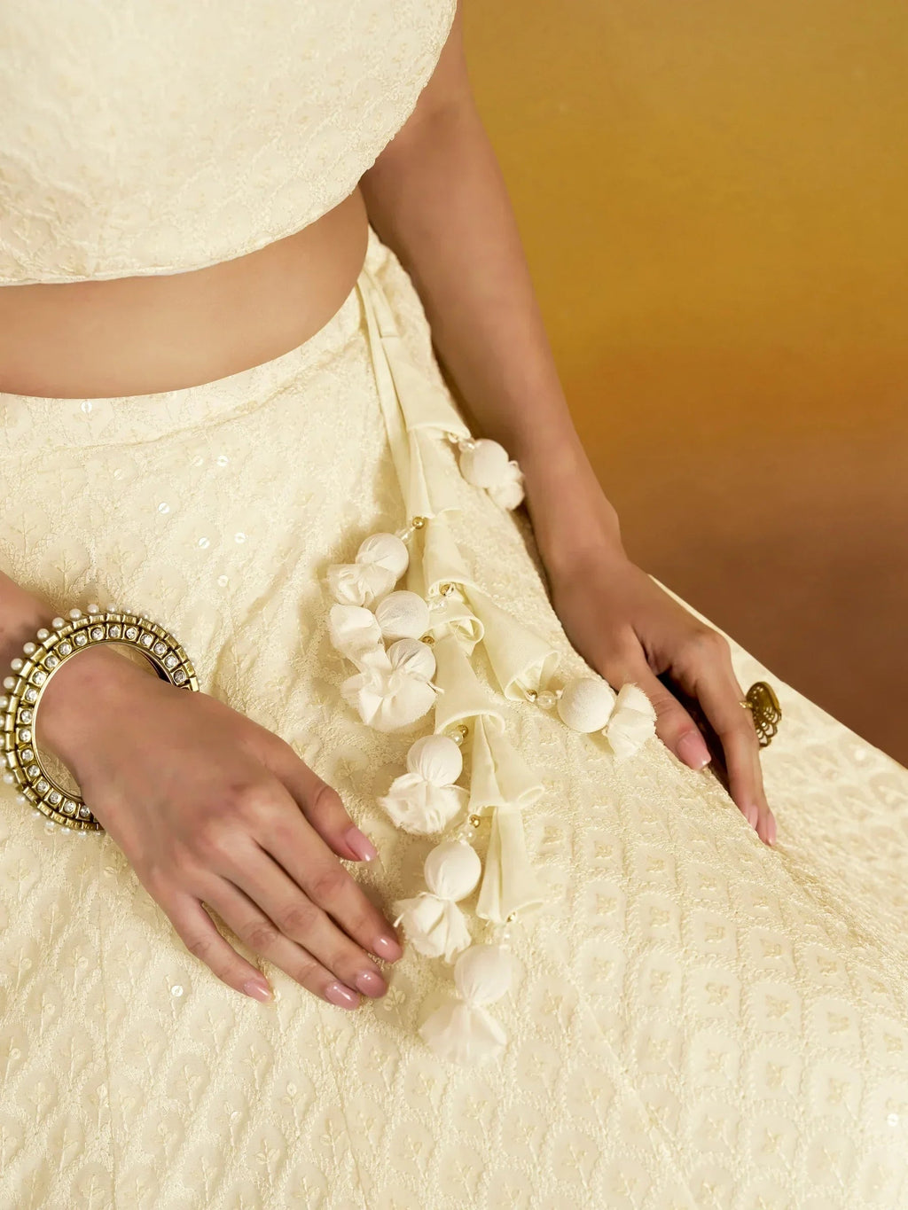 Charming Off-White Sequins Georgette Festive Wear Lehenga Choli