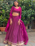 Charming Purple Leheriya Printed Georgette Festival Wear Lehenga Choli