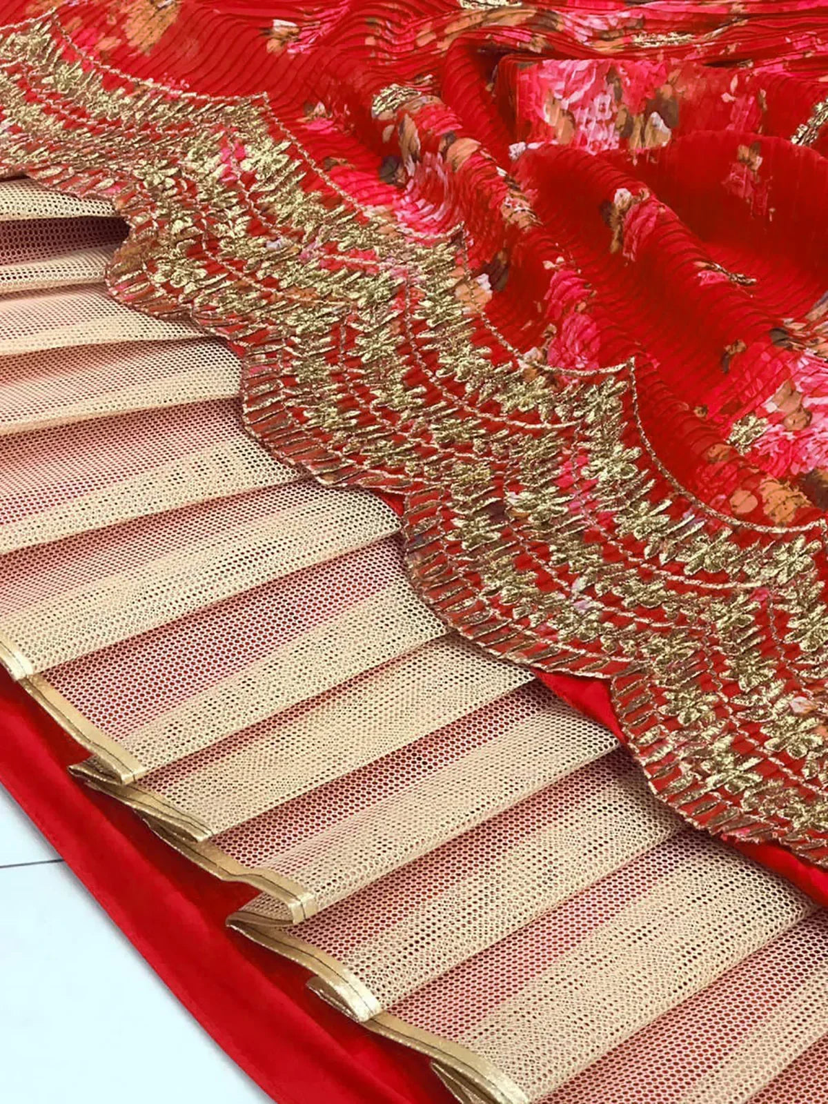 Red Attractive Printed Georgette Silk Party Wear Lehenga Choli