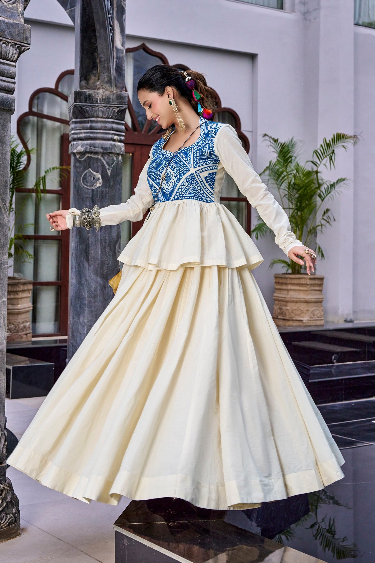 Chhabili Pure Cotton Lehenga Choli with Kashida Work