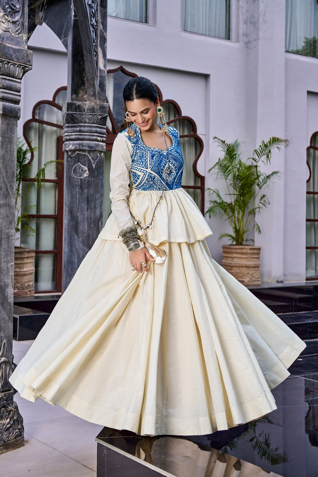 Chhabili Pure Cotton Lehenga Choli with Kashida Work