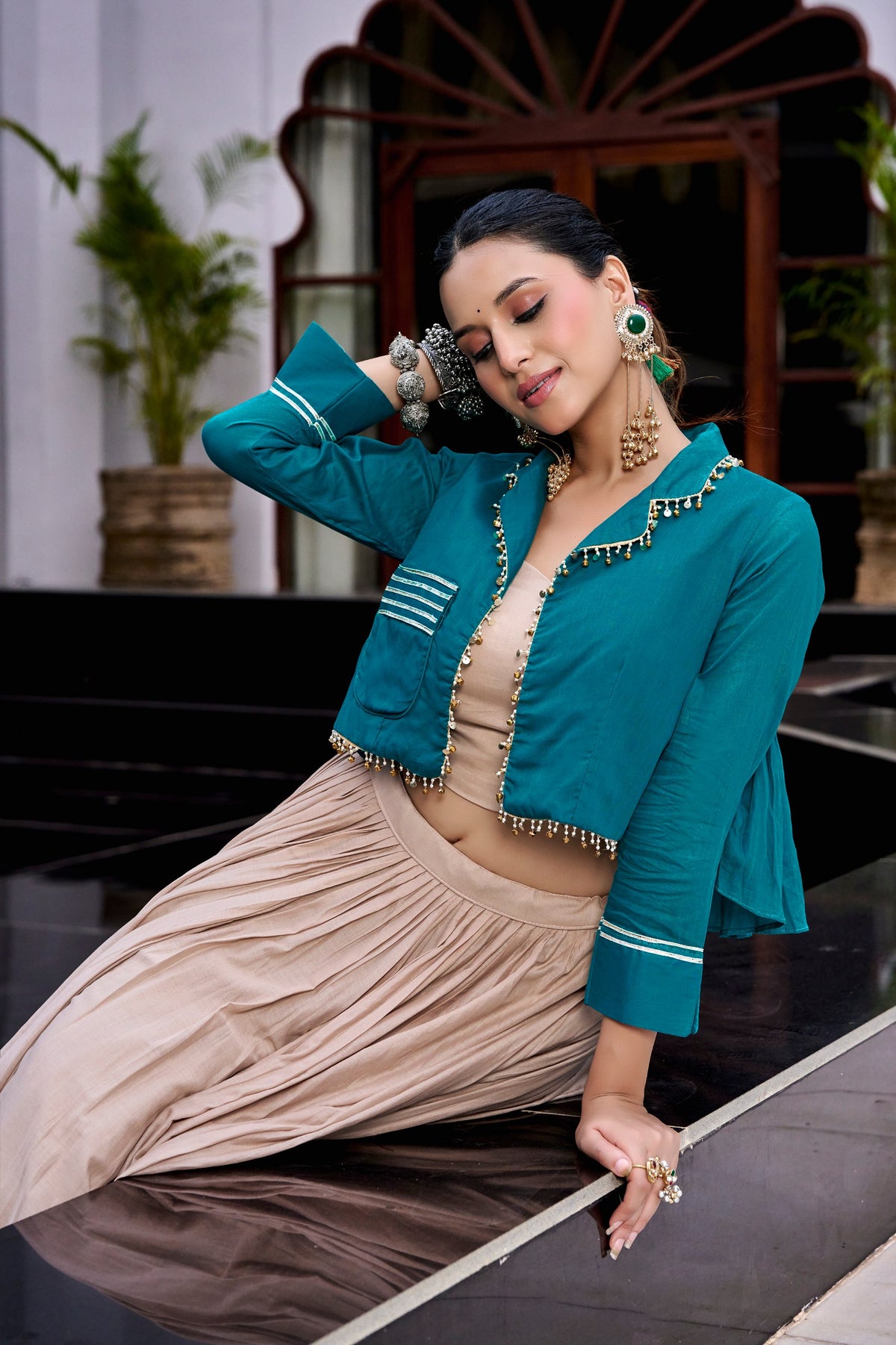 Chhabili Pure Cotton Lehenga Choli with Kashida Work