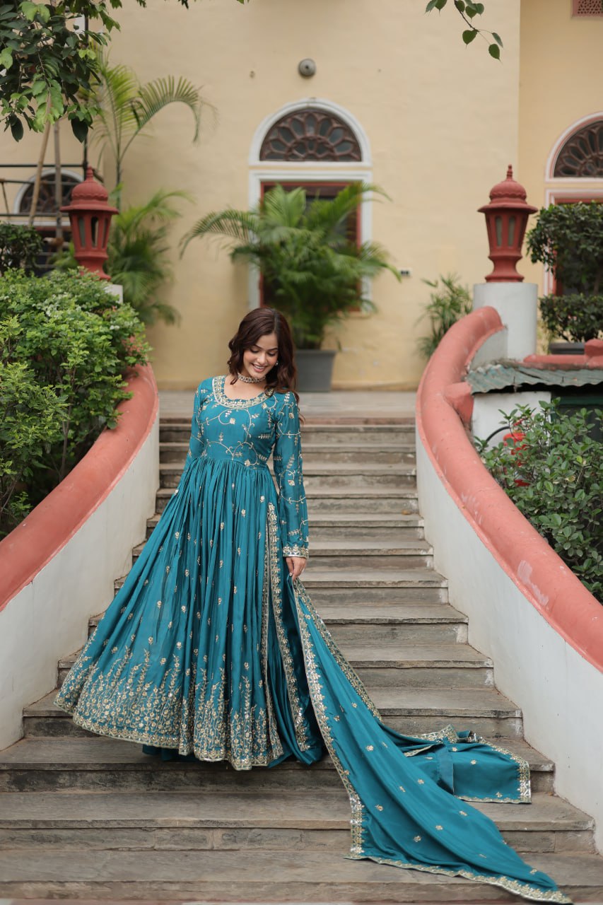 Chinon Sequins Embroidered Sharara Suit