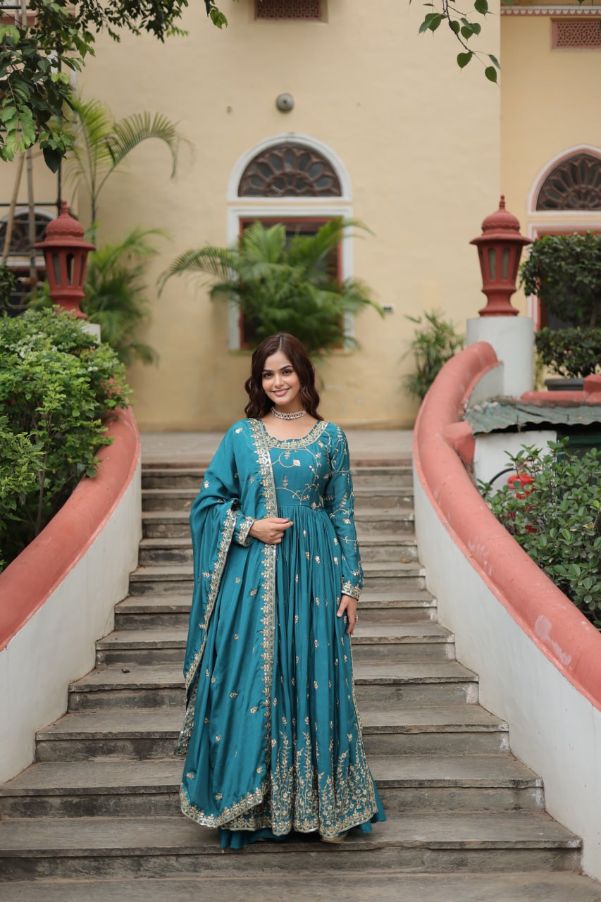Chinon Sequins Embroidered Sharara Suit