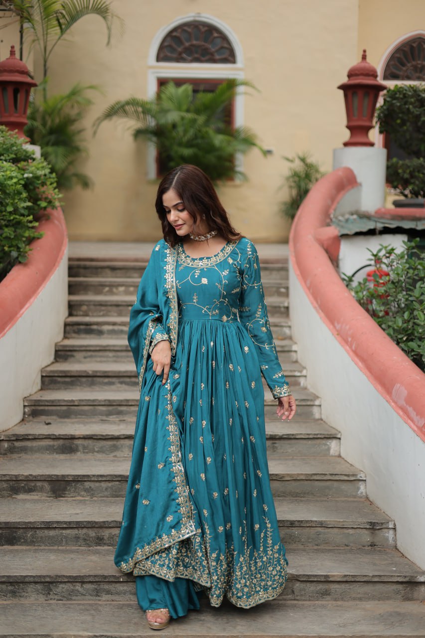 Chinon Sequins Embroidered Sharara Suit