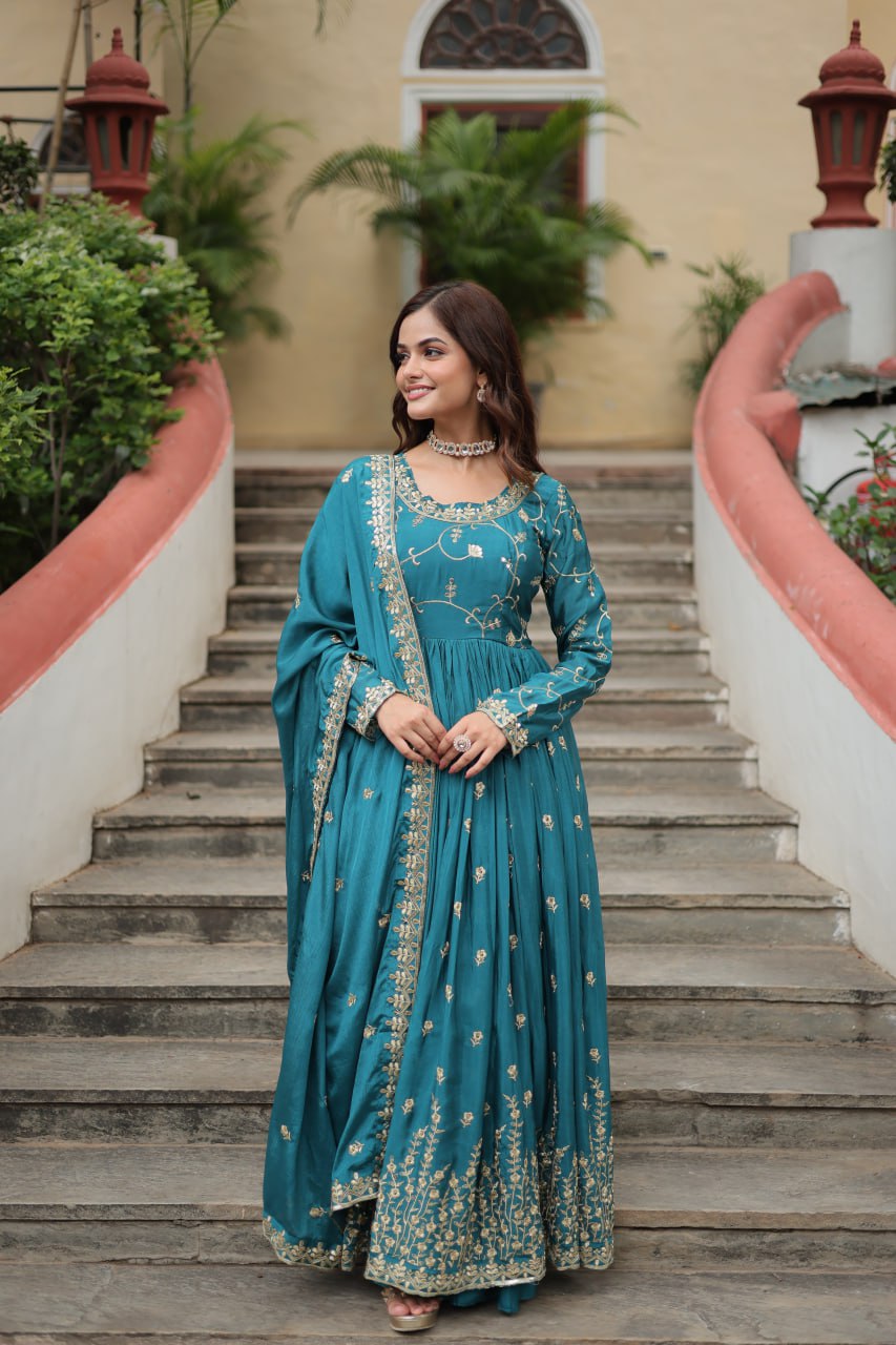Chinon Sequins Embroidered Sharara Suit