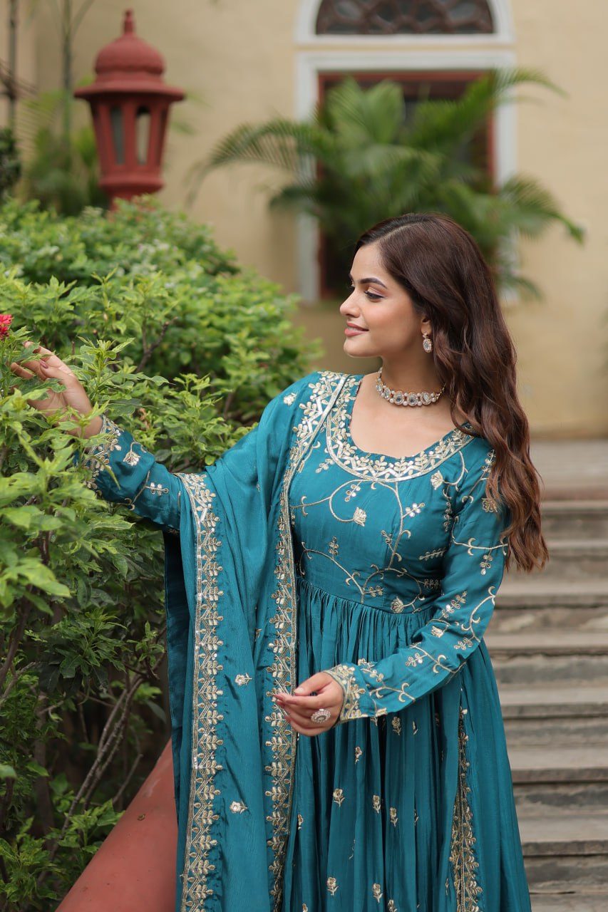 Chinon Sequins Embroidered Sharara Suit