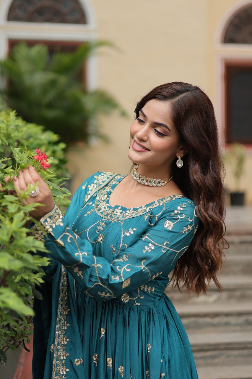 Chinon Sequins Embroidered Sharara Suit