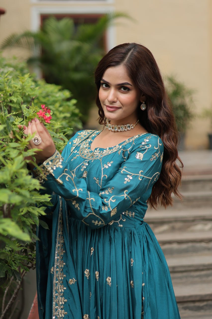 Chinon Sequins Embroidered Sharara Suit