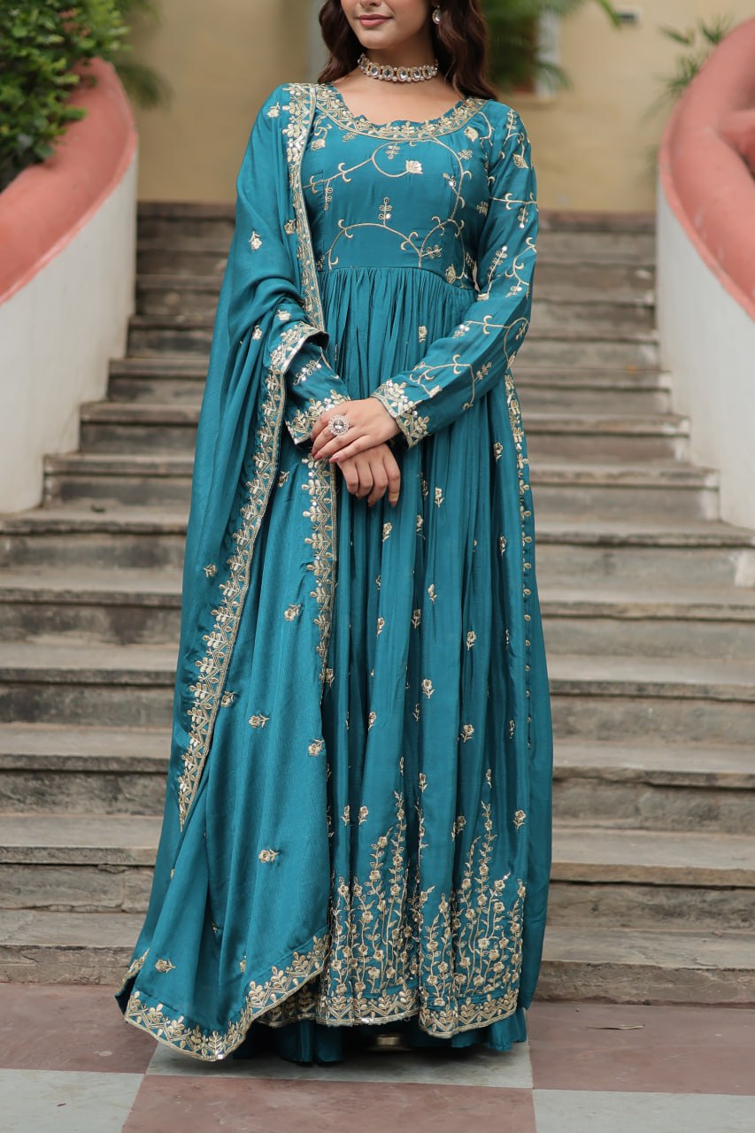 Chinon Sequins Embroidered Sharara Suit