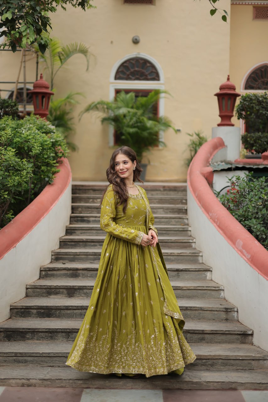 Chinon Sequins Embroidered Sharara Suit