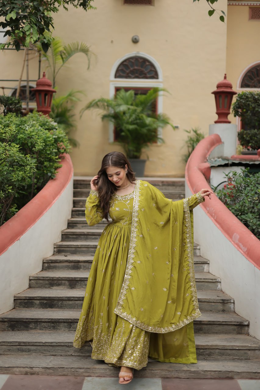 Chinon Sequins Embroidered Sharara Suit