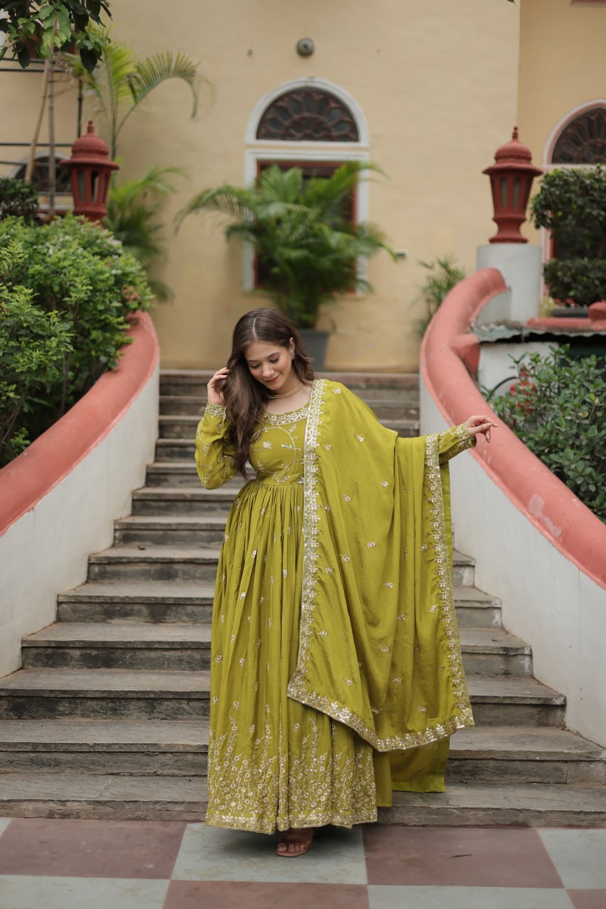 Chinon Sequins Embroidered Sharara Suit