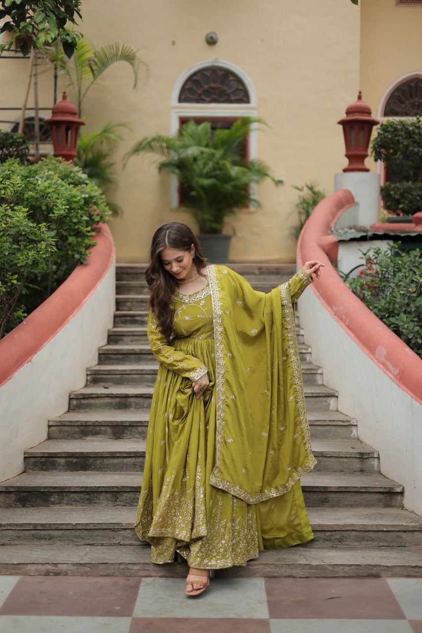 Chinon Sequins Embroidered Sharara Suit