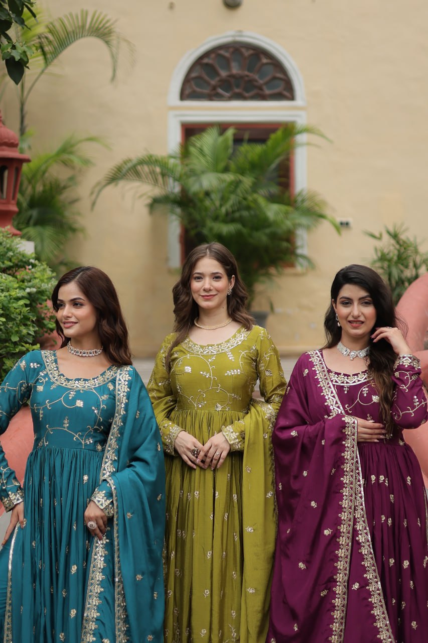 Chinon Sequins Embroidered Sharara Suit
