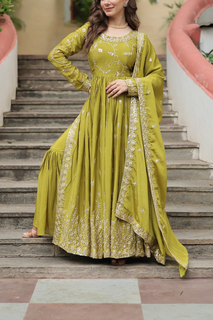 Chinon Sequins Embroidered Sharara Suit