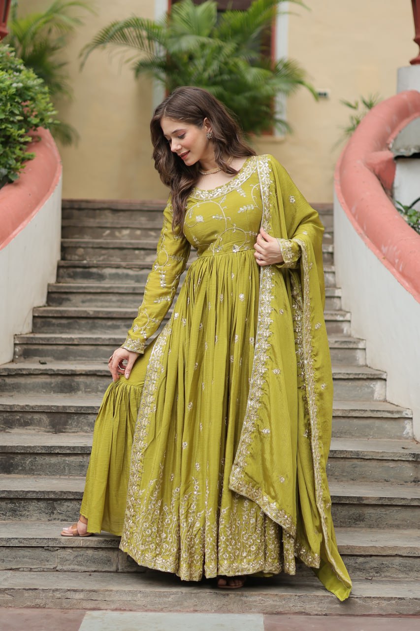 Chinon Sequins Embroidered Sharara Suit