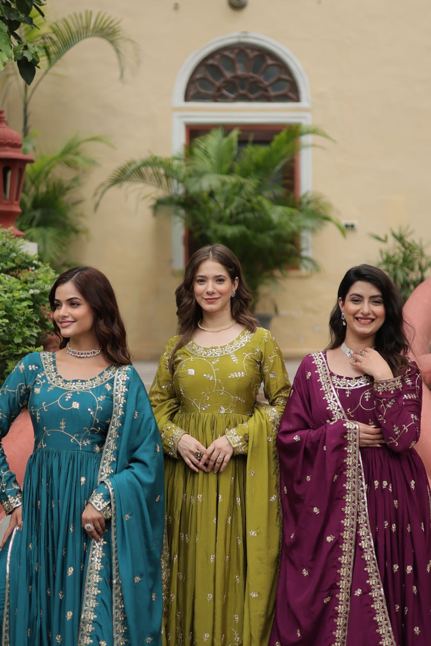 Chinon Sequins Embroidered Sharara Suit