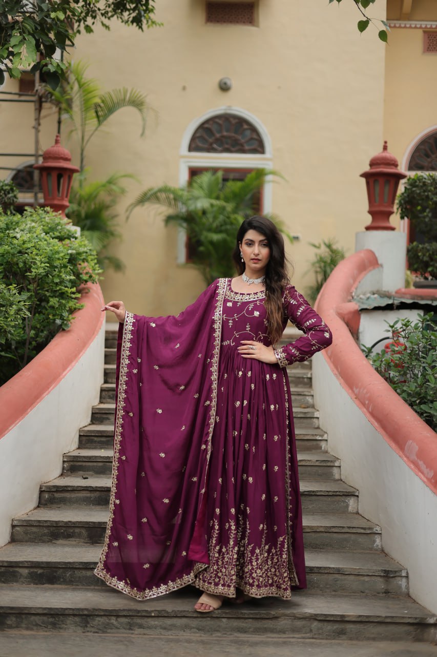 Chinon Sequins Embroidered Sharara Suit