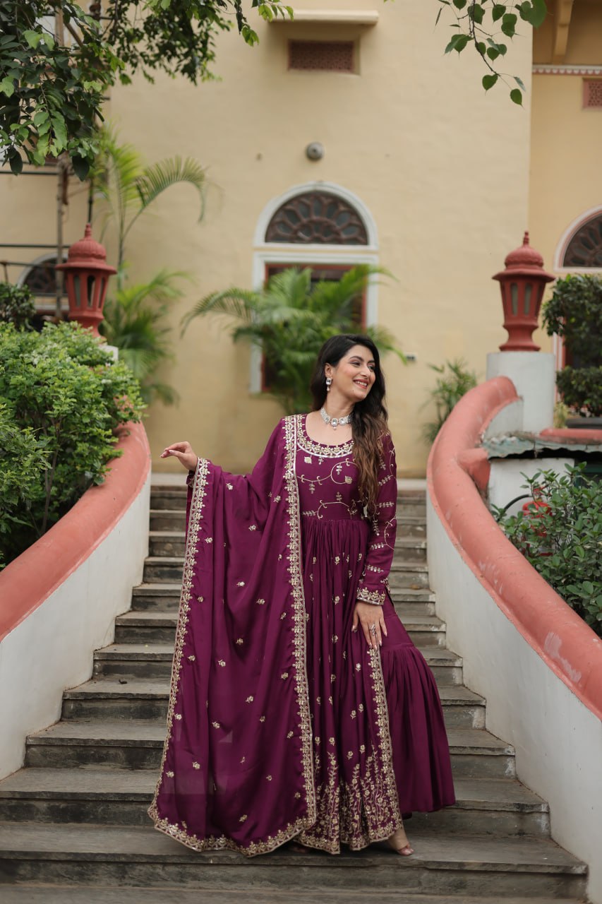Chinon Sequins Embroidered Sharara Suit