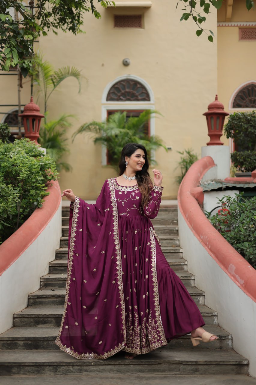 Chinon Sequins Embroidered Sharara Suit