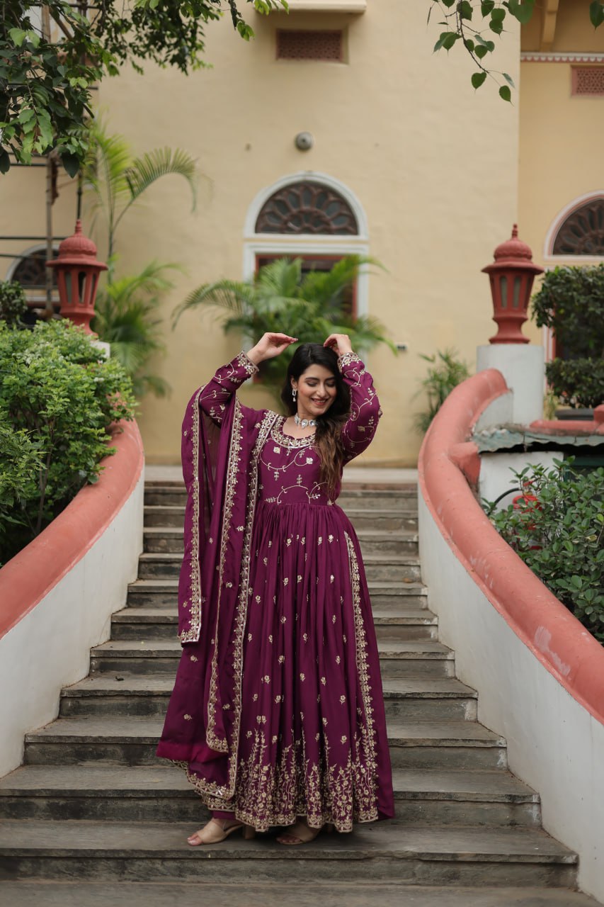 Chinon Sequins Embroidered Sharara Suit
